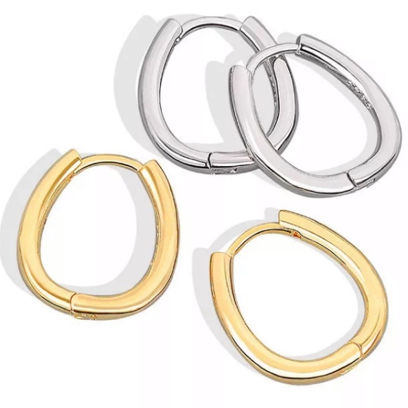 💫Insta gold plated sterling oval hoop earrings - Picture 3 of 4